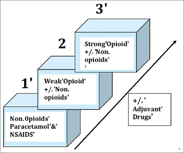 WHO 3-steps analgesic ladder for cancer pain in adults.